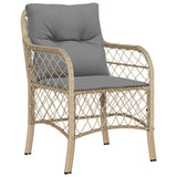 vidaXL 3-delige Bistroset met kussens poly rattan gemengd beige