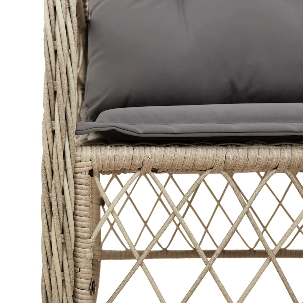 vidaXL 3-delige Bistroset met kussens poly rattan gemengd beige