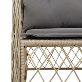 vidaXL 3-delige Bistroset met kussens poly rattan gemengd beige
