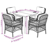 vidaXL 3-delige Bistroset met kussens poly rattan gemengd beige