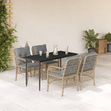 vidaXL 3-delige Bistroset met kussens poly rattan gemengd beige