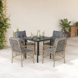 vidaXL 3-delige Bistroset met kussens poly rattan gemengd beige
