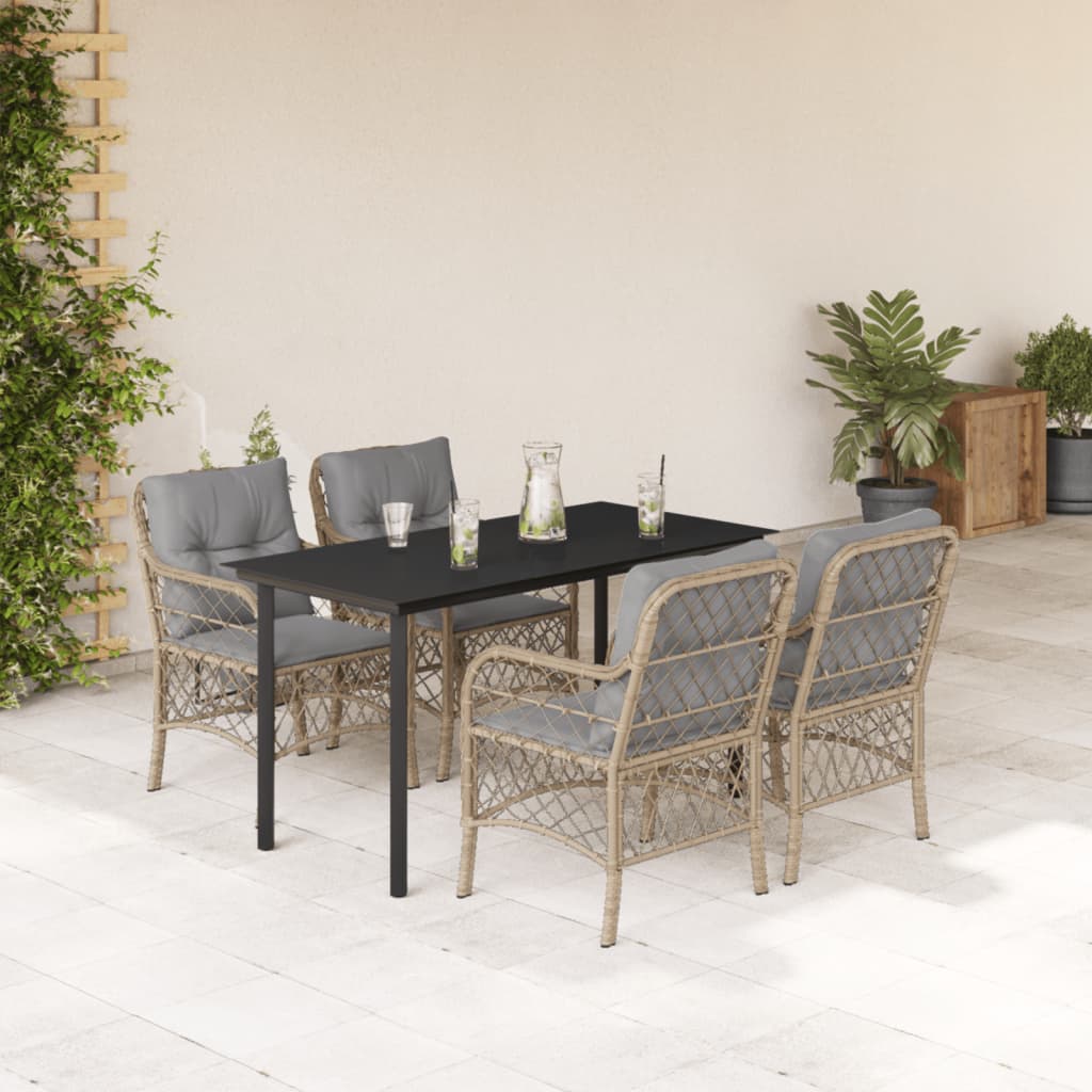 vidaXL 3-delige Bistroset met kussens poly rattan gemengd beige