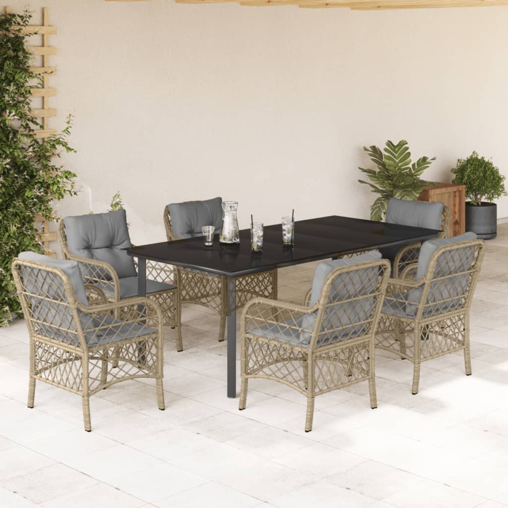 vidaXL 3-delige Bistroset met kussens poly rattan gemengd beige