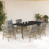 vidaXL 3-delige Bistroset met kussens poly rattan gemengd beige