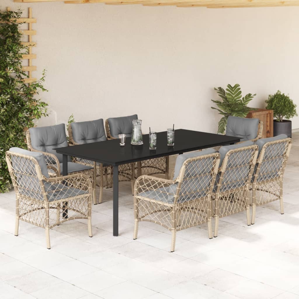 vidaXL 3-delige Bistroset met kussens poly rattan gemengd beige