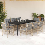 vidaXL 3-delige Bistroset met kussens poly rattan gemengd beige