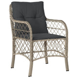 vidaXL 3-delige Bistroset met kussens poly rattan lichtgrijs