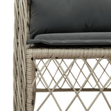 vidaXL 3-delige Bistroset met kussens poly rattan lichtgrijs