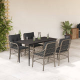 vidaXL 3-delige Bistroset met kussens poly rattan lichtgrijs