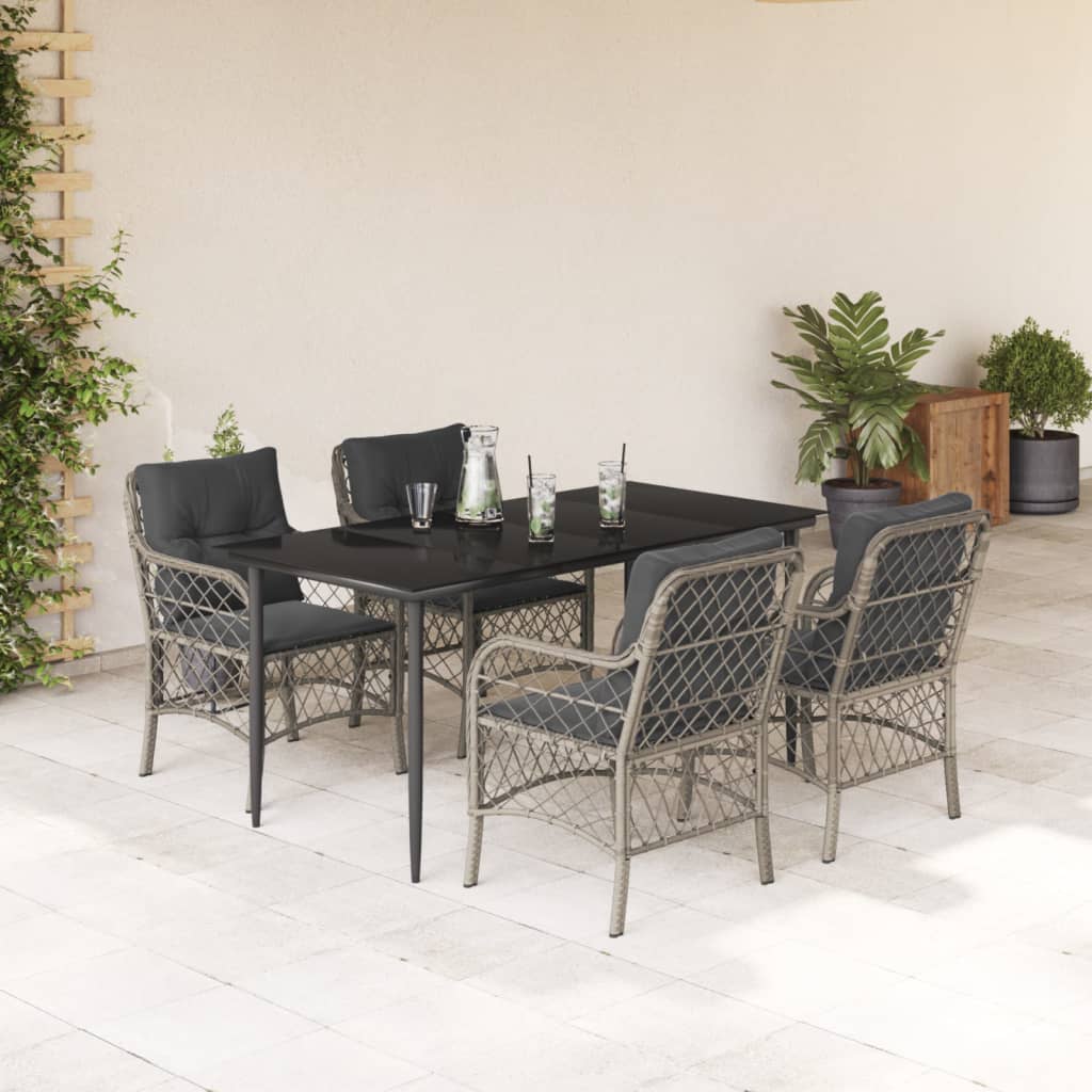 vidaXL 3-delige Bistroset met kussens poly rattan lichtgrijs