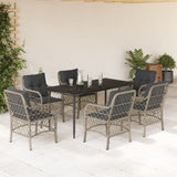 vidaXL 3-delige Bistroset met kussens poly rattan lichtgrijs