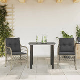 vidaXL 3-delige Bistroset met kussens poly rattan lichtgrijs