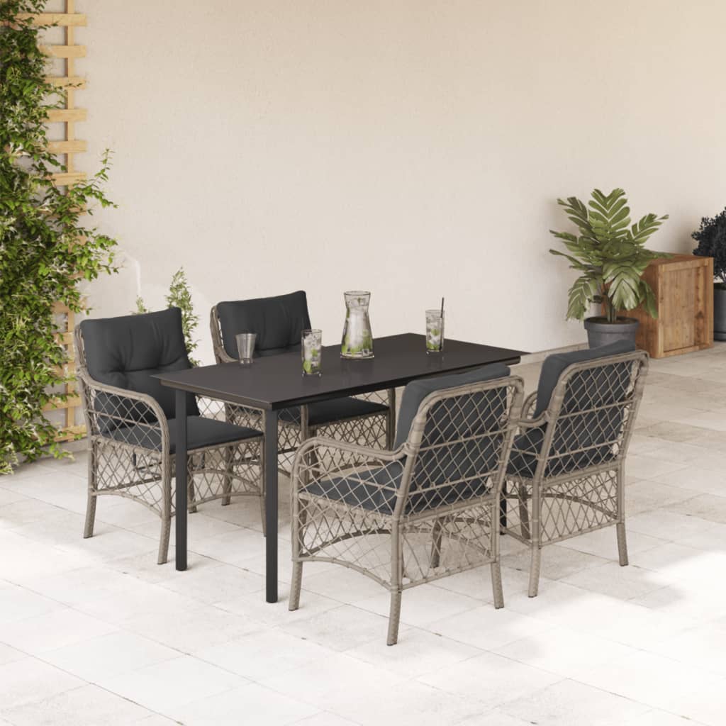 vidaXL 3-delige Bistroset met kussens poly rattan lichtgrijs