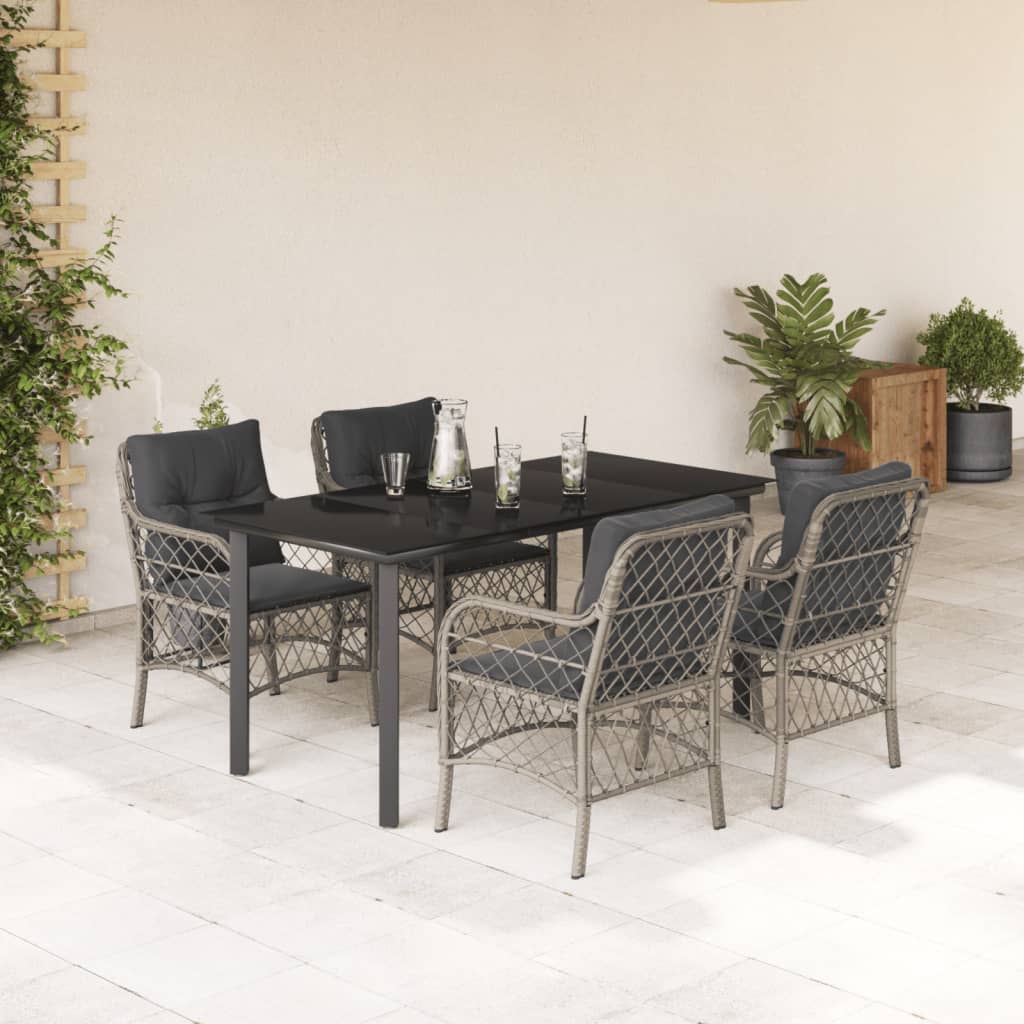 vidaXL 3-delige Bistroset met kussens poly rattan lichtgrijs