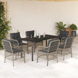 vidaXL 3-delige Bistroset met kussens poly rattan lichtgrijs