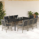 vidaXL 3-delige Bistroset met kussens poly rattan lichtgrijs