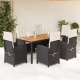 vidaXL 3-Piece Garden Lounge Set with Cushions Poly Rattan Black