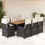 vidaXL 3-Piece Garden Lounge Set with Cushions Poly Rattan Black