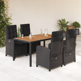 vidaXL 3-Piece Garden Lounge Set with Cushions Poly Rattan Black