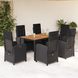vidaXL 3-Piece Garden Lounge Set with Cushions Poly Rattan Black