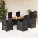 vidaXL 3-Piece Garden Lounge Set with Cushions Poly Rattan Black