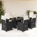 vidaXL 7-delige Tuinset met kussens poly rattan zwart