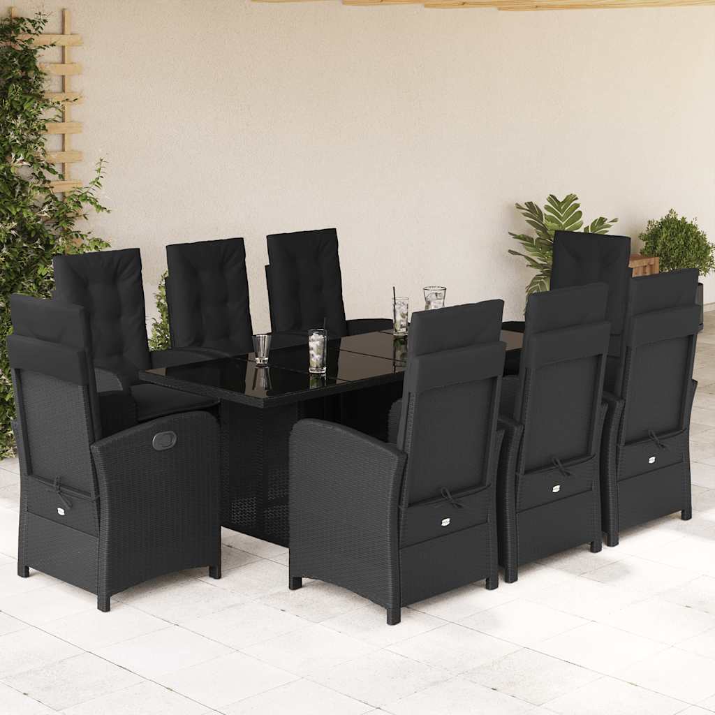 vidaXL 7-delige Tuinset met kussens poly rattan zwart
