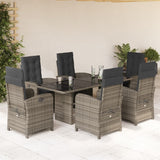 vidaXL 7-delige Tuinset met kussens poly rattan zwart