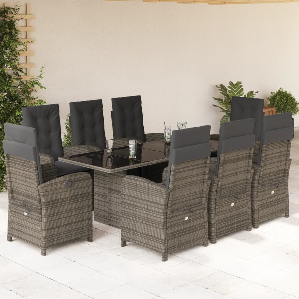 vidaXL 7-delige Tuinset met kussens poly rattan zwart