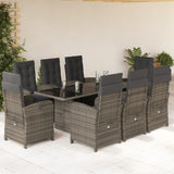 vidaXL 7-delige Tuinset met kussens poly rattan zwart
