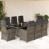 vidaXL 7-delige Tuinset met kussens poly rattan zwart