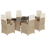 vidaXL 7-delige Tuinset met kussens poly rattan zwart