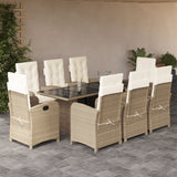 vidaXL 7-delige Tuinset met kussens poly rattan zwart