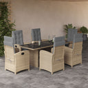 vidaXL 7-delige Tuinset met kussens poly rattan zwart