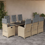 vidaXL 7-delige Tuinset met kussens poly rattan zwart