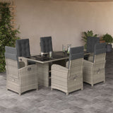 vidaXL 7-delige Tuinset met kussens poly rattan zwart