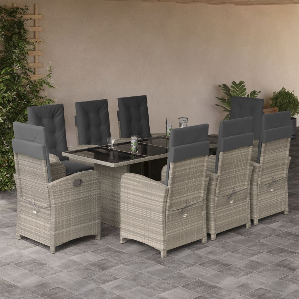 vidaXL 7-delige Tuinset met kussens poly rattan zwart