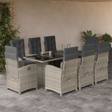 vidaXL 7-delige Tuinset met kussens poly rattan zwart