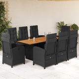 vidaXL 7-delige Tuinset met kussens poly rattan zwart