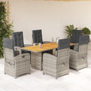 vidaXL 7-delige Tuinset met kussens poly rattan zwart