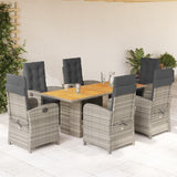 vidaXL 7-delige Tuinset met kussens poly rattan zwart