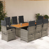 vidaXL 7-delige Tuinset met kussens poly rattan zwart