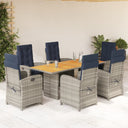 vidaXL 7-delige Tuinset met kussens poly rattan zwart