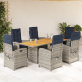 vidaXL 7-delige Tuinset met kussens poly rattan zwart