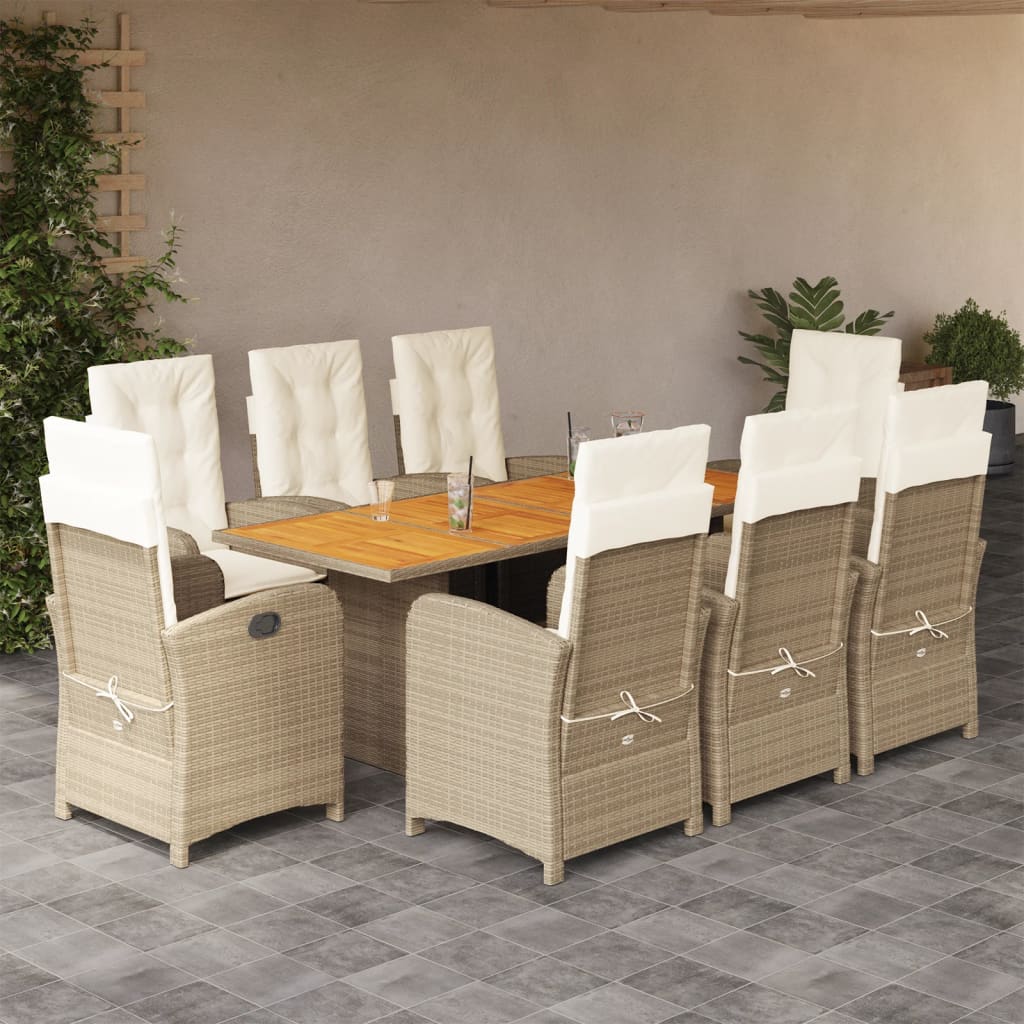 vidaXL 7-delige Tuinset met kussens poly rattan zwart