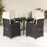 vidaXL 3-delige Tuinset met kussens poly rattan zwart