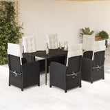 vidaXL 3-delige Tuinset met kussens poly rattan zwart