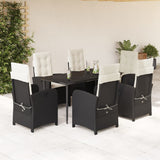 vidaXL 3-delige Tuinset met kussens poly rattan zwart