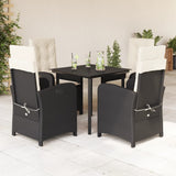 vidaXL 3-delige Tuinset met kussens poly rattan zwart